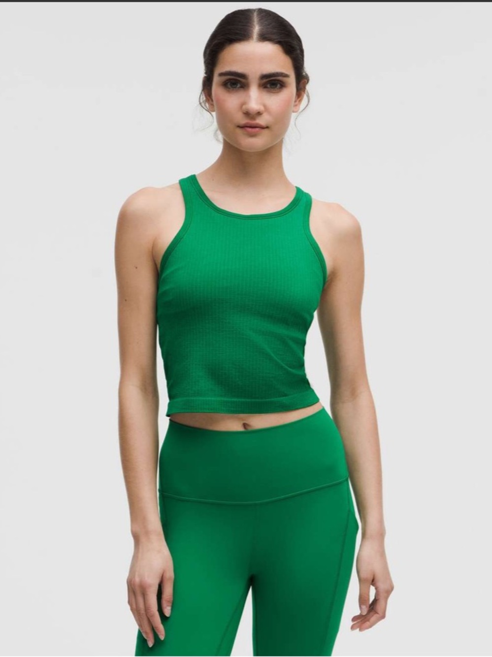 Lululemon Ebb to Street Cropped Racerback Tank Top- Raceway Green
